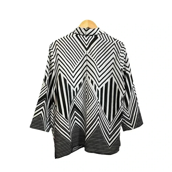 VGT Alfred Dunner 80s Women's Blouse Button Down Psychadelic Geometric Print 16 - Picture 4 of 15